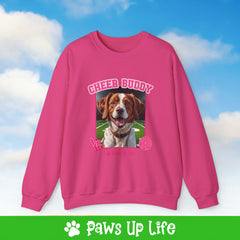 Brittany Football Cheer Buddy Cheerleading Dog Crewneck Sweatshirt, Unisex Gift for Animal Lovers, Dog Mom Dad Sweatshirt, Cute Dog Lover Apparel, Fun Pet | Paws Up Life, LLC