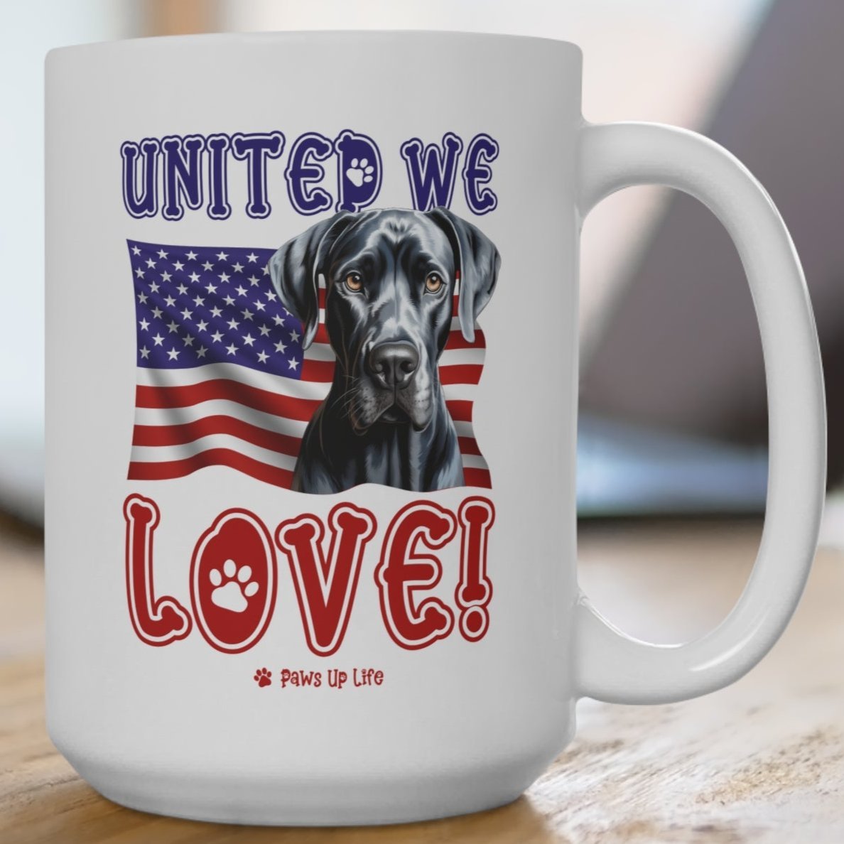 Great Dane Dog United We Love 15oz Large Coffee Mug Ceramic Drinkware Tea Washable | Paws Up Life, LLC