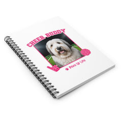 White Old English Sheep Dog Football Cheer Buddy Cheerleading Dog Spiral Notebook for Office and Home - Ruled Line | Paws Up Life, LLC