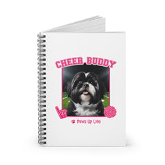 Black Shih Tzu Football Cheer Buddy Cheerleading Dog Spiral Notebook for Office and Home - Ruled Line | Paws Up Life, LLC