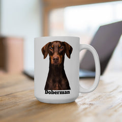 Doberman Lover's 15 oz Coffee Mug: Unique Canine Design for Dog Enthusiasts | Premium Quality Ceramic - Ceramic Mug 15oz, Great Gift For Dog Mom Or Dog Dad, Adults And Kids | Paws Up Life, LLC
