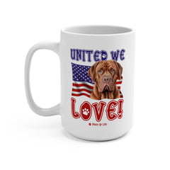 Dogeus de Bordeax Dog United We Love 15oz Large Coffee Mug Ceramic Drinkware Tea Washable