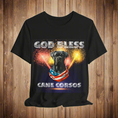 God Bless Cane Corso Patriotic TShirt Dog Gift for Him or Her | Unisex Short Sleeve Tee