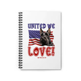 "United We Love" Scottish Terrier Spiral Notebook – Ruled Line Dog Lover's Favorite for Office & Home | Patriotic & Fun!
