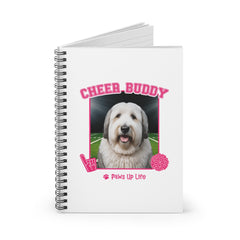 White Old English Sheep Dog Football Cheer Buddy Cheerleading Dog Spiral Notebook for Office and Home - Ruled Line | Paws Up Life, LLC