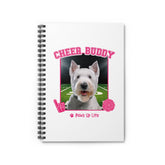 White Scottish Terrier Football Cheer Buddy Cheerleading Dog Spiral Notebook for Office and Home - Ruled Line | Paws Up Life, LLC