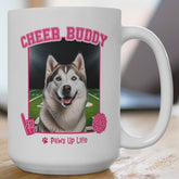 White Siberian Husky Football Cheer Buddy Cheerleading Dog 15oz Large Coffee Mug Ceramic Drinkware Tea Washable | Paws Up Life, LLC