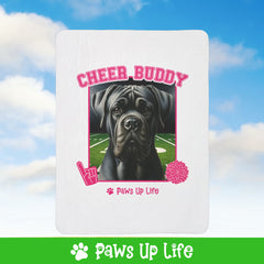 Cane Corso Football Cheer Buddy Cheerleading Dog Fleece Sherpa Blanket - Perfect for Snuggling and Cozy Napping | Paws Up Life, LLC