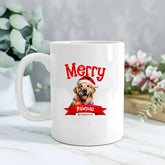 Merry Pawmas Personalized Dog Mug - Merry Christmas Holiday Jumbo 20oz Coffee Mug