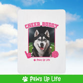Black Siberian Husky Football Cheer Buddy Cheerleading Dog Fleece Sherpa Blanket - Perfect for Snuggling and Cozy Napping | Paws Up Life, LLC