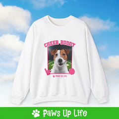 White Russell Terrier Football Cheer Buddy Cheerleading Dog Crewneck Sweatshirt, Unisex Gift for Animal Lovers, Dog Mom Dad Sweatshirt, Cute Dog Lover Apparel, Fun Pet | Paws Up Life, LLC