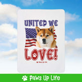 "United We Love" Shiba Inu Patriotic Fleece Sherpa Blanket - Perfect for Snuggling and Cozy Napping | Paws Up Life, LLC