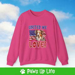 Australian Shepherd Dog United We Love Dog Crewneck Sweatshirt, Unisex Gift for Animal Lovers, Dog Mom Dad Sweatshirt, Cute Dog Lover Apparel, Fun Pet | Paws Up Life, LLC