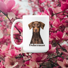 Doberman Lover's 15 oz Coffee Mug: Unique Canine Design for Dog Enthusiasts | Premium Quality Ceramic - Ceramic Mug 15oz, Great Gift For Dog Mom Or Dog Dad, Adults And Kids | Paws Up Life, LLC