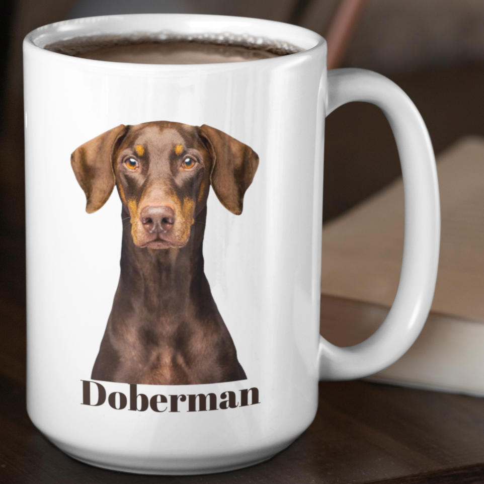 Doberman Lover's 15 oz Coffee Mug: Unique Canine Design for Dog Enthusiasts | Premium Quality Ceramic - Ceramic Mug 15oz, Great Gift For Dog Mom Or Dog Dad, Adults And Kids | Paws Up Life, LLC