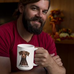 Doberman Lover's 15 oz Coffee Mug: Unique Canine Design for Dog Enthusiasts | Premium Quality Ceramic - Ceramic Mug 15oz, Great Gift For Dog Mom Or Dog Dad, Adults And Kids | Paws Up Life, LLC