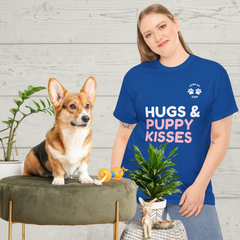 Hugs & Puppy Kisses Dog Mom or Dad Unisex T-Shirt - Gifts for Pet-Loving Parents |Unisex Heavy Cotton GildanTee | Paws Up Life, LLC