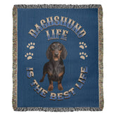 Dachshund Heirloom Blue Blanket: Premium Quality Wiener Dog Throw, Gift For Her, Gift For Him, Birthday, Mother's Day, Father's Day, Christmas | Paws Up Life, LLC