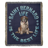 Saint Bernard Blue Heirloom Blanket: Premium Quality Dog Throw, Gift For Her, Gift For Him, Birthdays, Holidays, New Puppy | Paws Up Life, LLC