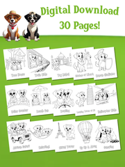 Vacation Pics Dog Lover Coloring Book for Kids | Digital Download