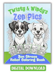 Zen Dog Lover Coloring Book with Twisty and Windy | Digital Download