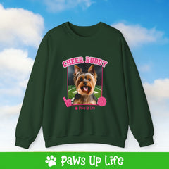 Yorkshire Terrier Football Cheer Buddy Cheerleading Dog Crewneck Sweatshirt, Unisex Gift for Animal Lovers, Dog Mom Dad Sweatshirt, Cute Dog Lover Apparel, Fun Pet | Paws Up Life, LLC