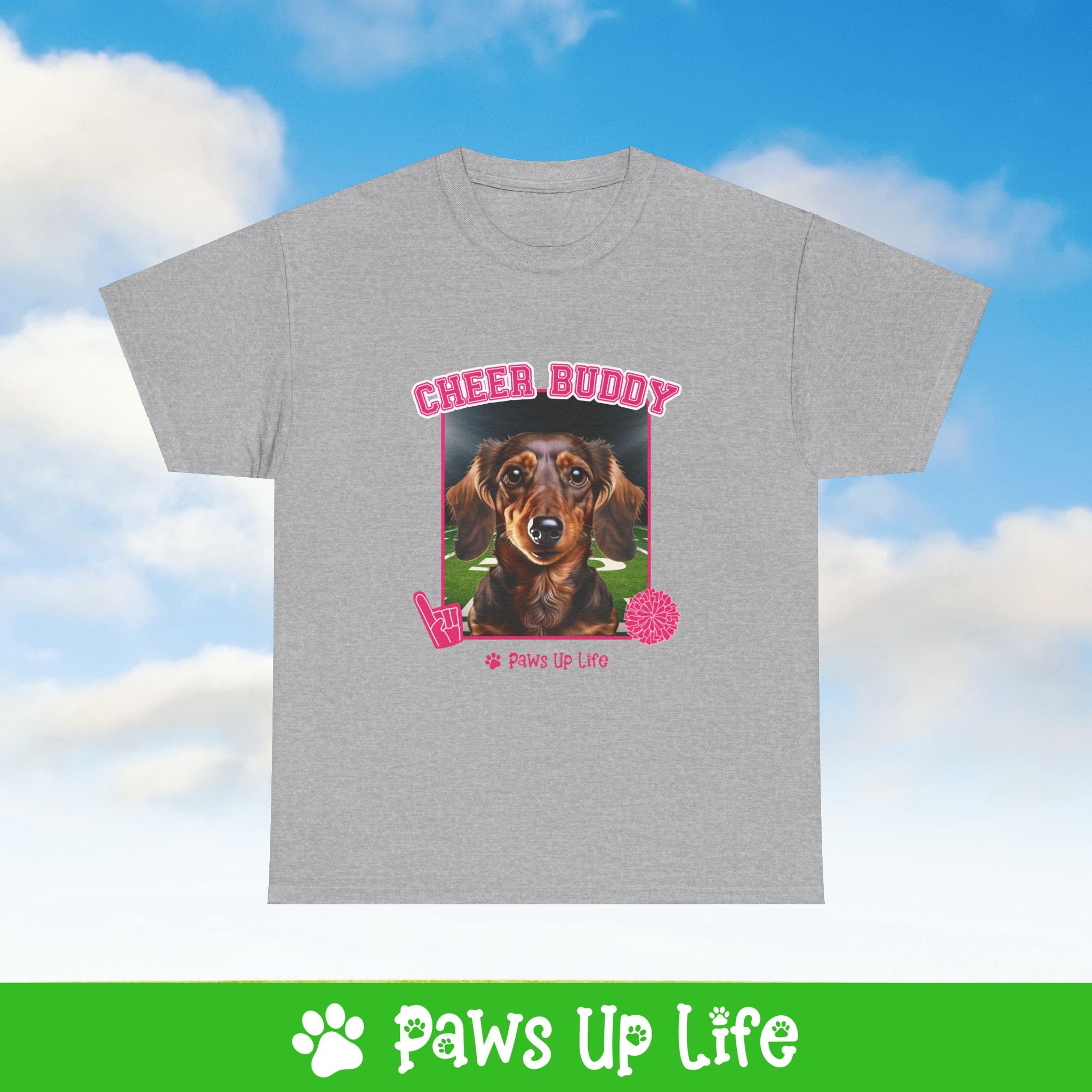 Dachshund Football Cheer Buddy Cheerleading Dog Tee, Shirt, Unisex Pet Lover Gift, Dog Mom Dad Tshirt, Animal Rescue Advocate, Cute Puppy Graphic Top Classic Collar | Paws Up Life, LLC