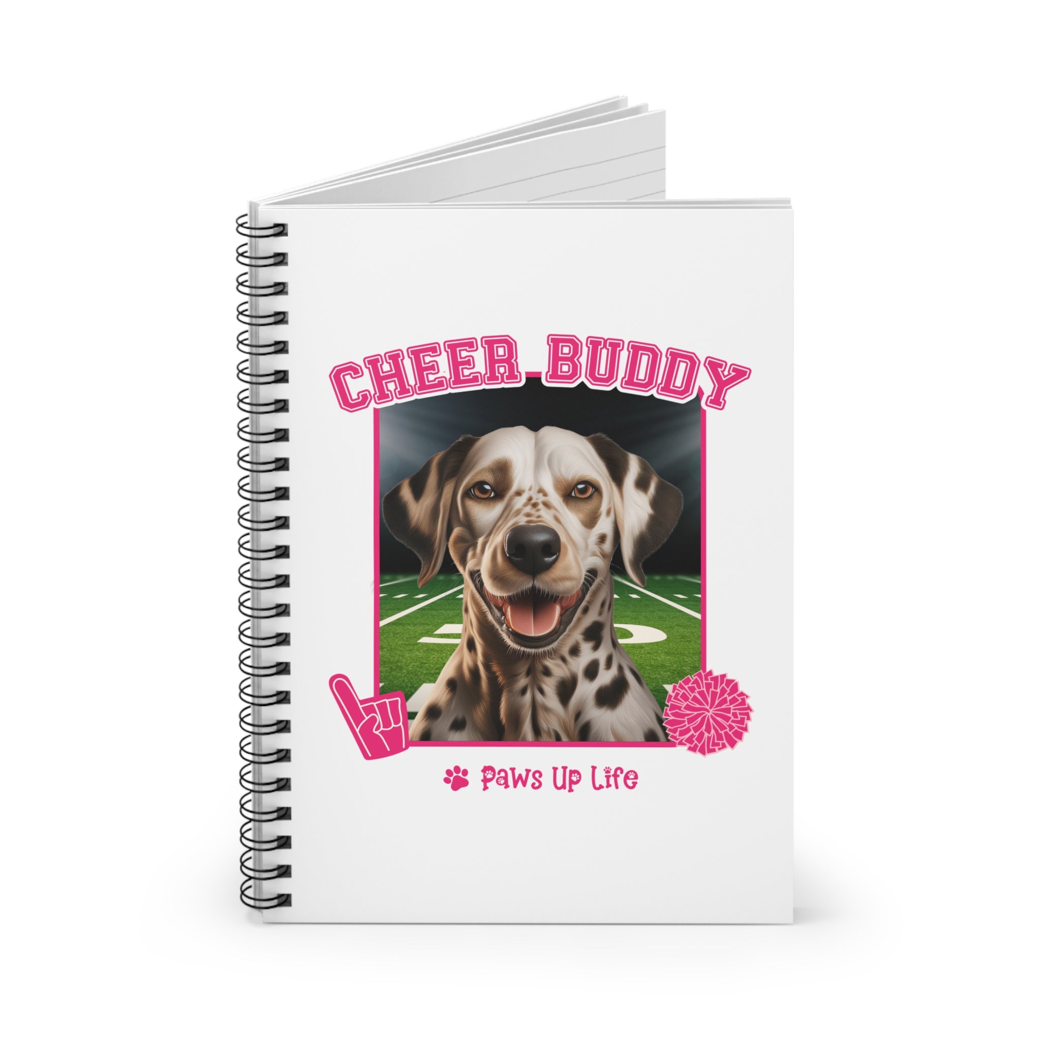 Dalmation Football Cheer Buddy Cheerleading Dog Spiral Notebook for Office and Home - Ruled Line | Paws Up Life, LLC