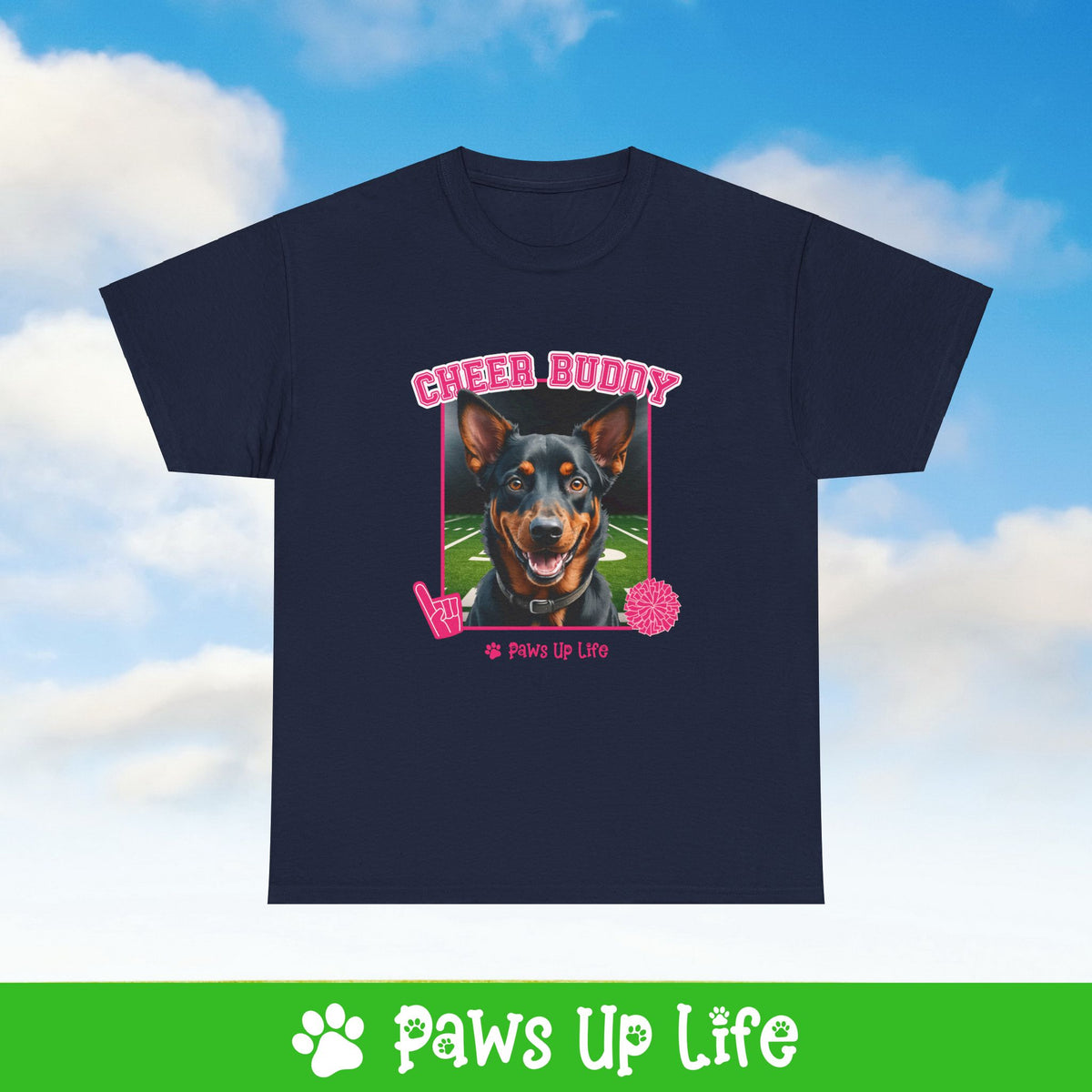 Australian Kelpie Cheer Buddy Cheerleading Dog Tee, Shirt, Unisex Pet Lover Gift, Dog Mom Dad Tshirt, Animal Rescue Advocate, Cute Puppy Graphic Top Classic Collar | Paws Up Life, LLC