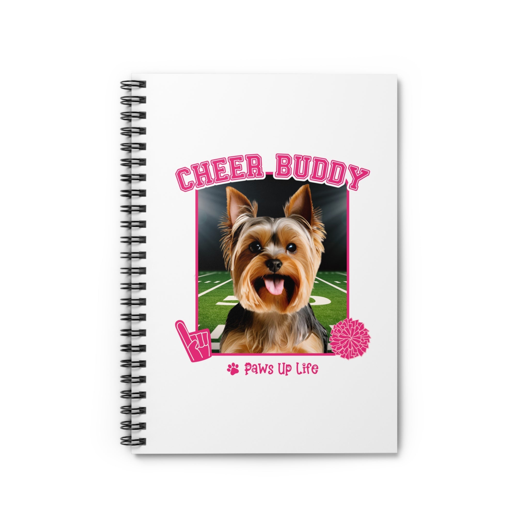 Yorkshire Terrier Football Cheer Buddy Cheerleading Dog Spiral Notebook for Office and Home - Ruled Line | Paws Up Life, LLC