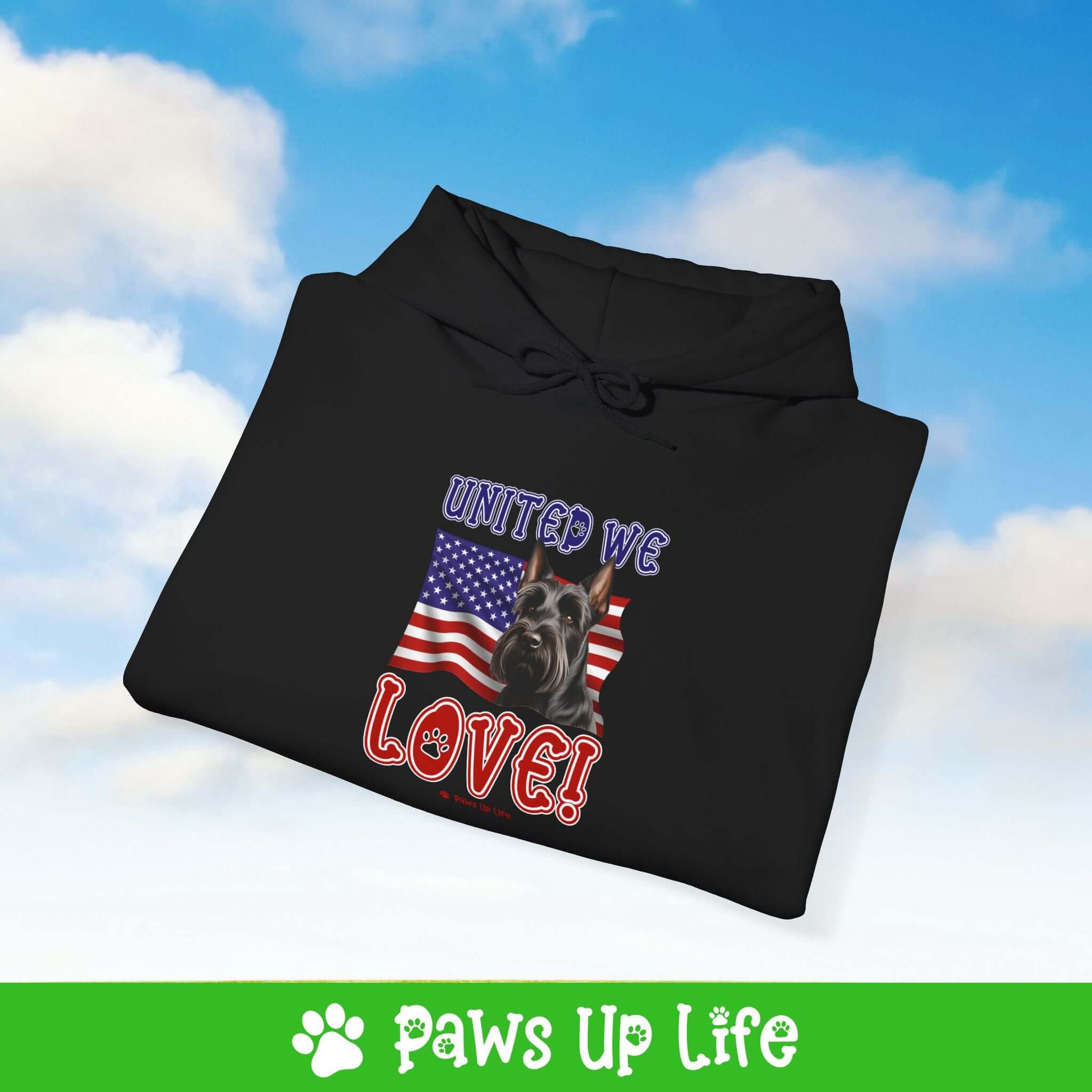 "United We Love" Scottish Terrier Hoodie – Fun Dog Lover Design | Cozy 50/50 Blend Unisex Sweater, Perfect Gift for Pet Lovers! | Paws Up Life, LLC