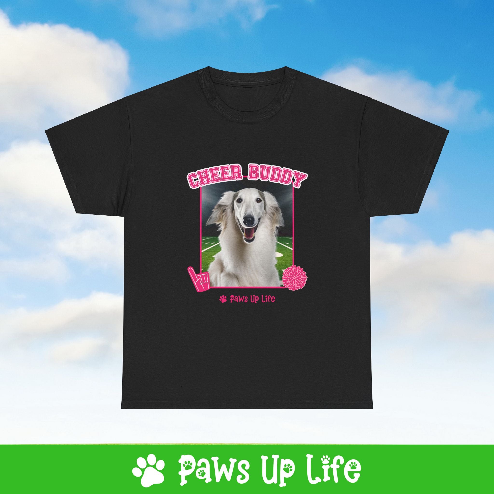 Borzoi Football Cheer Buddy Cheerleading Dog Tee, Shirt, Unisex Pet Lover Gift, Dog Mom Dad Tshirt, Animal Rescue Advocate, Cute Puppy Graphic Top Classic Collar | Paws Up Life, LLC