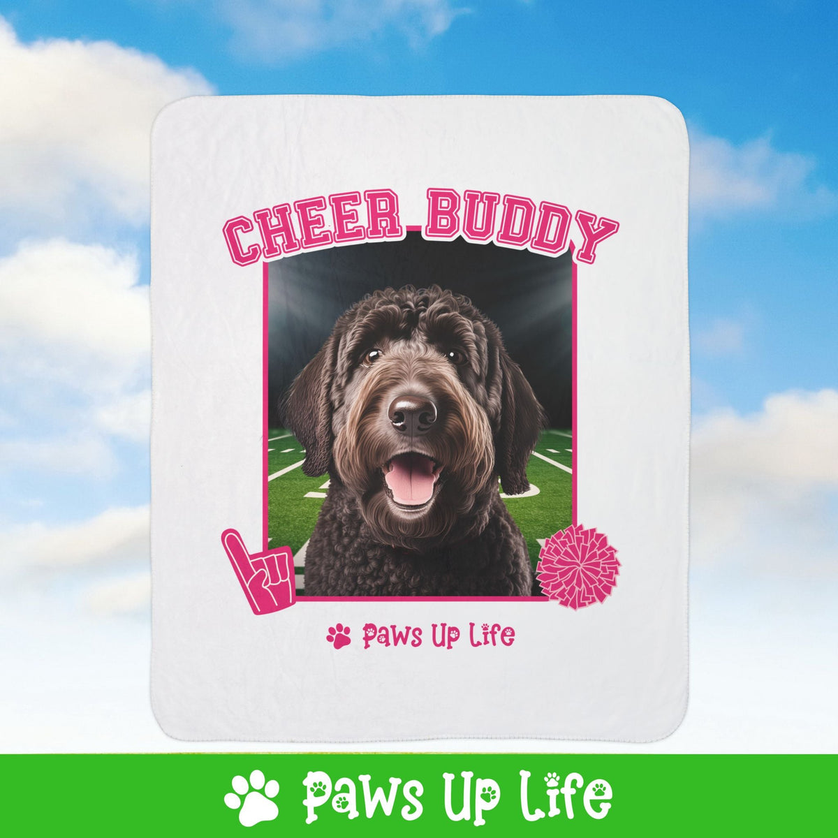 Labradoodle Football Cheer Buddy Cheerleading Dog Fleece Sherpa Blanket - Perfect for Snuggling and Cozy Napping | Paws Up Life, LLC