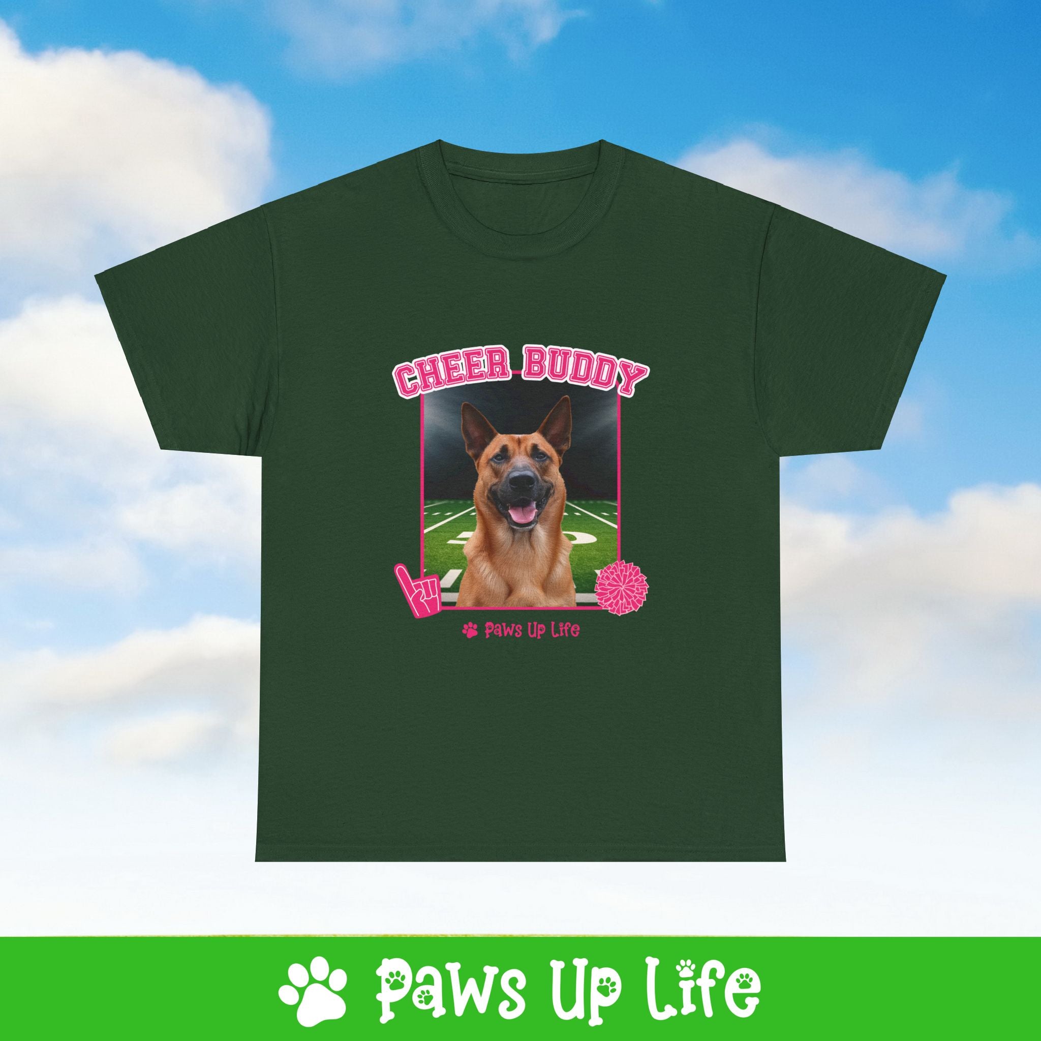 Belgian Sheepdog Cheer Buddy Cheerleading Dog Tee, Shirt, Unisex Pet Lover Gift, Dog Mom Dad Tshirt, Animal Rescue Advocate, Cute Puppy Graphic Top Classic Collar | Paws Up Life, LLC