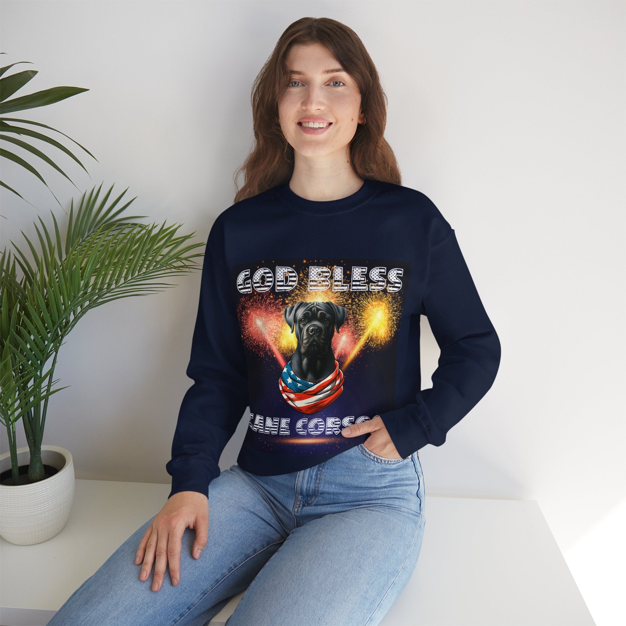 God Bless Cane Corso Patriotic Unisex Sweatshirt Heavy Blend™ Crewneck | Paws Up Life, LLC