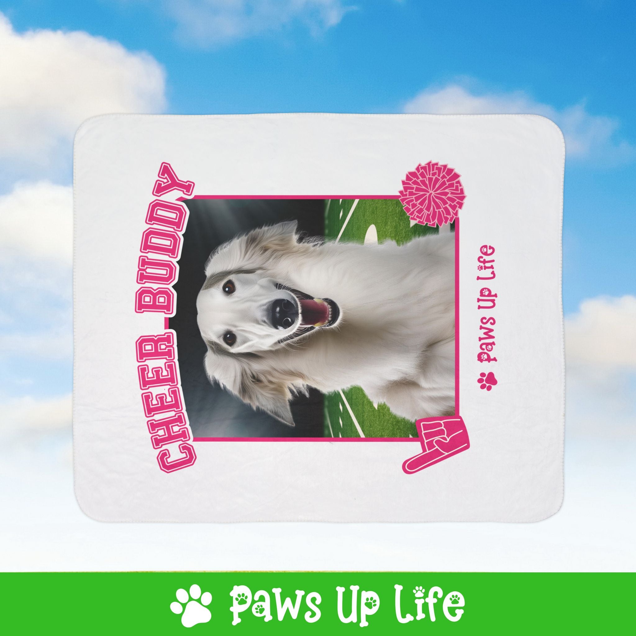 Borzoi Football Cheer Buddy Cheerleading Dog Fleece Sherpa Blanket - Perfect for Snuggling and Cozy Napping | Paws Up Life, LLC