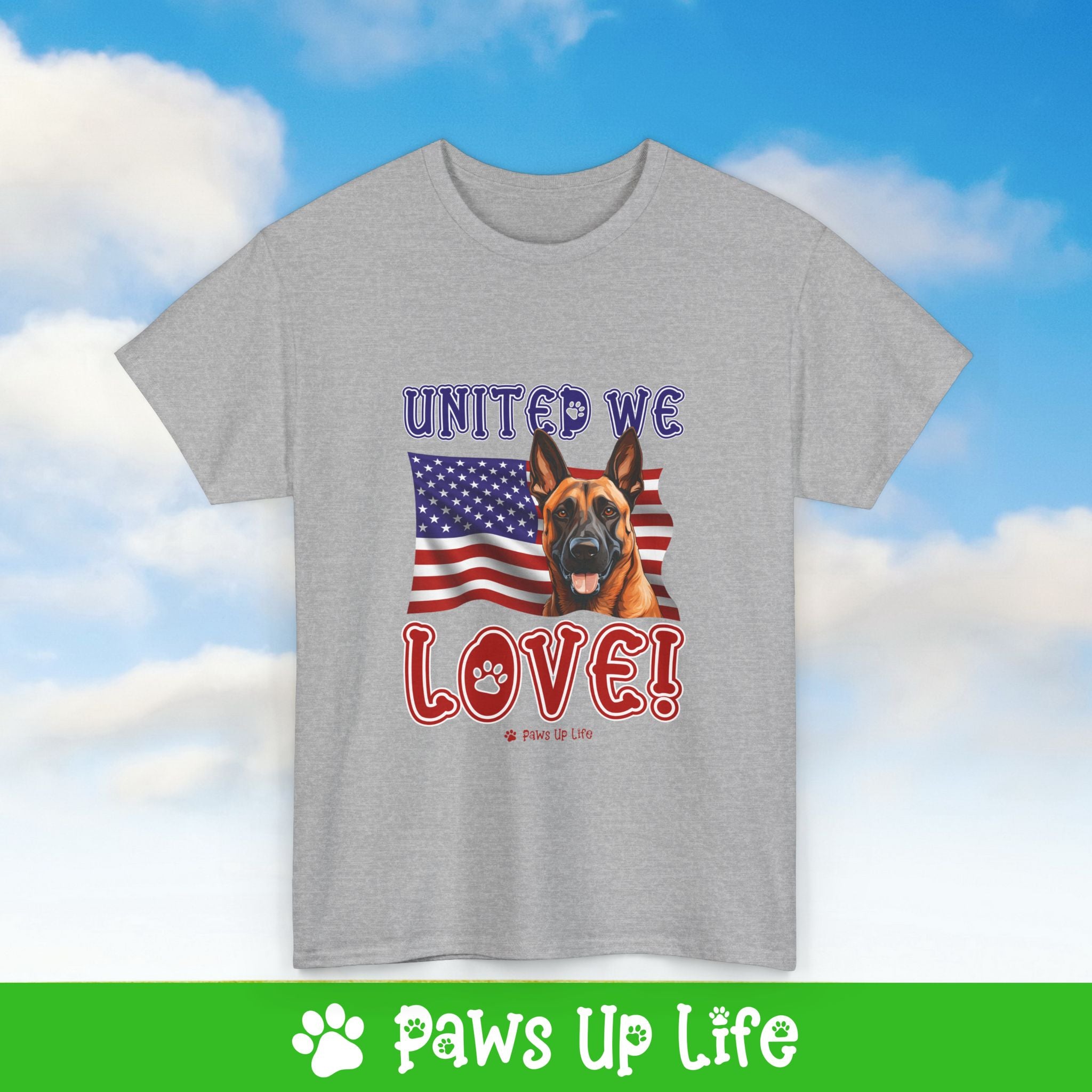 Belgian Malinois Dog United We Love Dog Tee, Shirt, Unisex Pet Lover Gift, Dog Mom Dad Tshirt, Animal Rescue Advocate, Cute Puppy Graphic Top Classic Collar | Paws Up Life, LLC