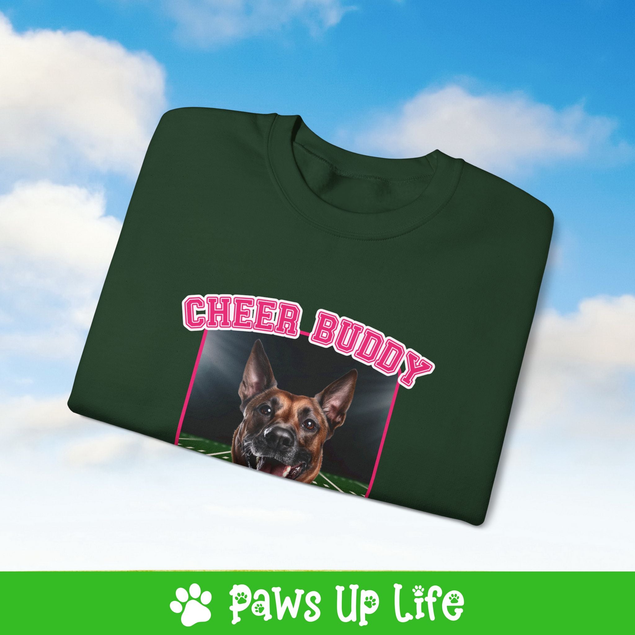 Belgian Tervuren Cheer Buddy Cheerleading Dog Crewneck Sweatshirt, Unisex Gift for Animal Lovers, Dog Mom Dad Sweatshirt, Cute Dog Lover Apparel, Fun Pet | Paws Up Life, LLC