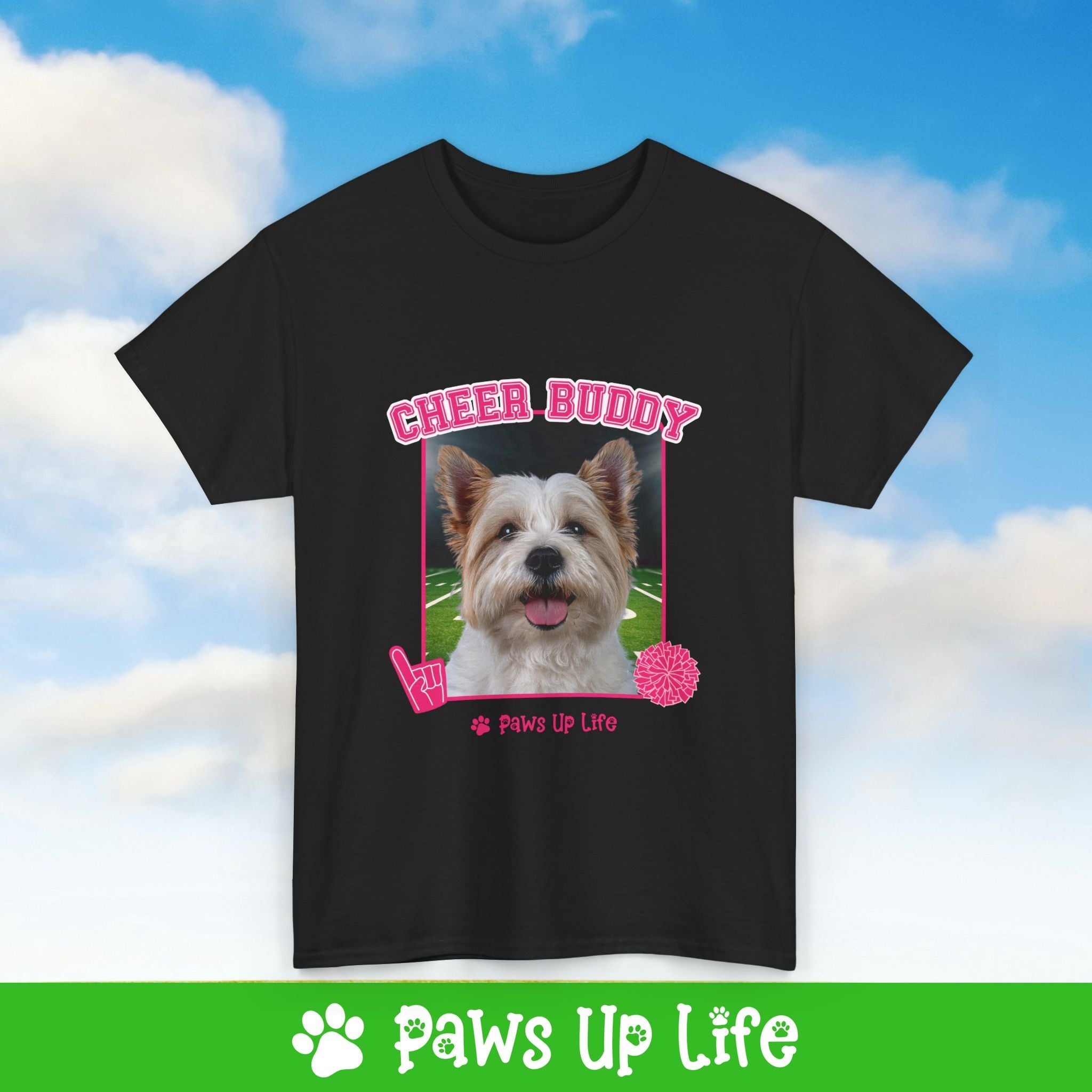 White Norfolk Terrier Football Cheer Buddy Cheerleading Dog Tee, Shirt, Unisex Pet Lover Gift, Dog Mom Dad Tshirt, Animal Rescue Advocate, Cute Puppy Graphic Top Classic Collar | Paws Up Life, LLC