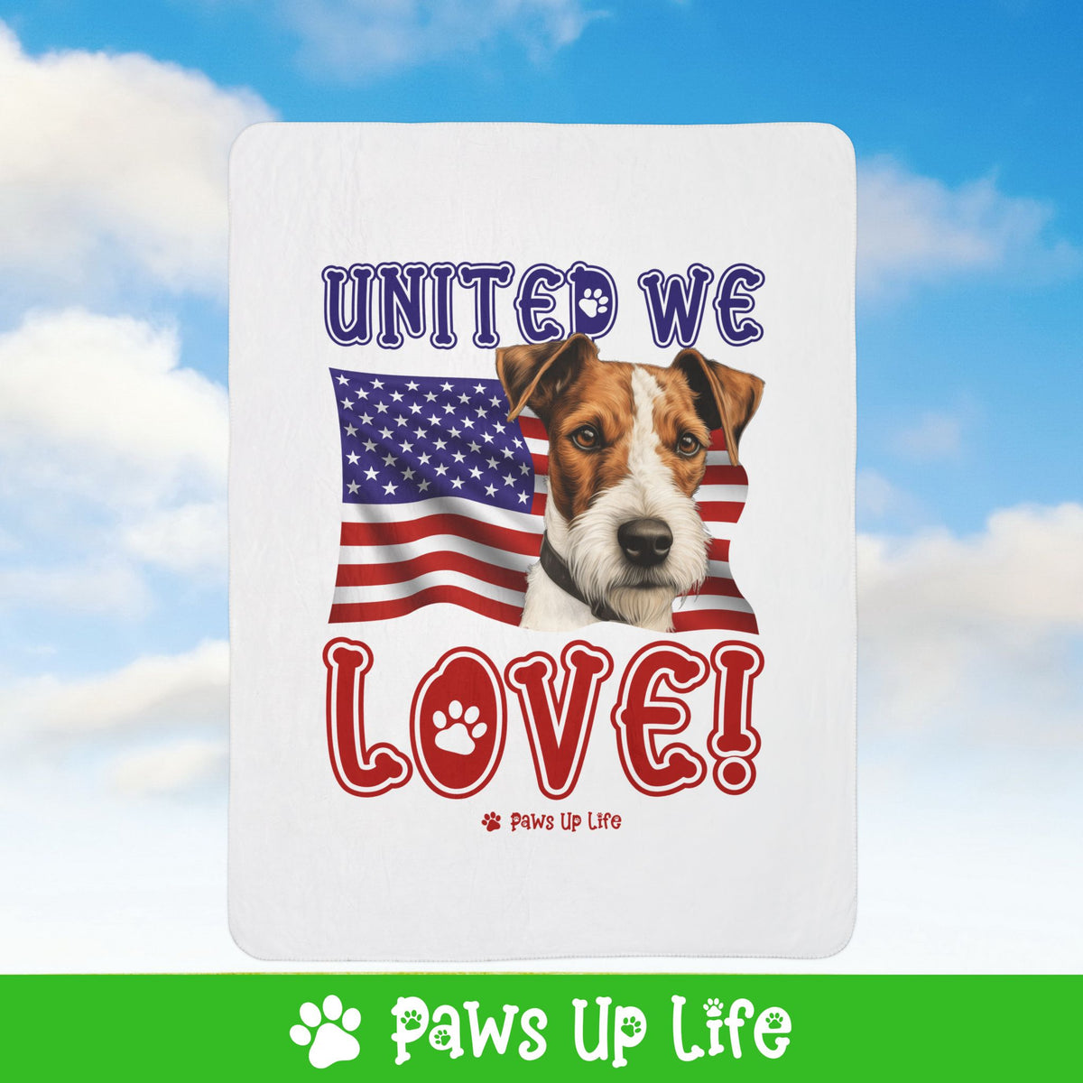 Fox Terrier Dog United We Love Fleece Sherpa Blanket - Perfect for Snuggling and Cozy Napping