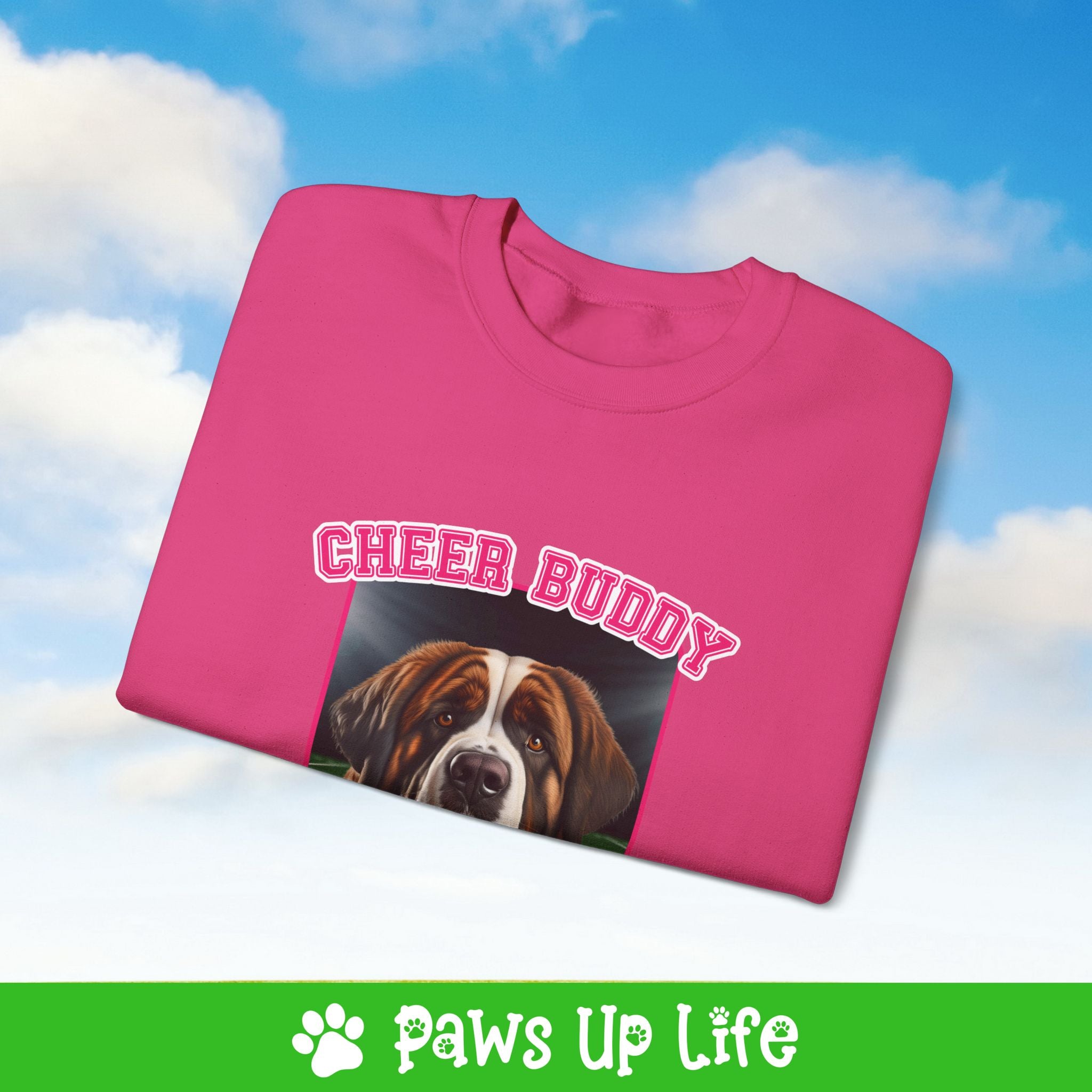 St Bernard Football Cheer Buddy Cheerleading Dog Crewneck Sweatshirt, Unisex Gift for Animal Lovers, Dog Mom Dad Sweatshirt, Cute Dog Lover Apparel, Fun Pet | Paws Up Life, LLC