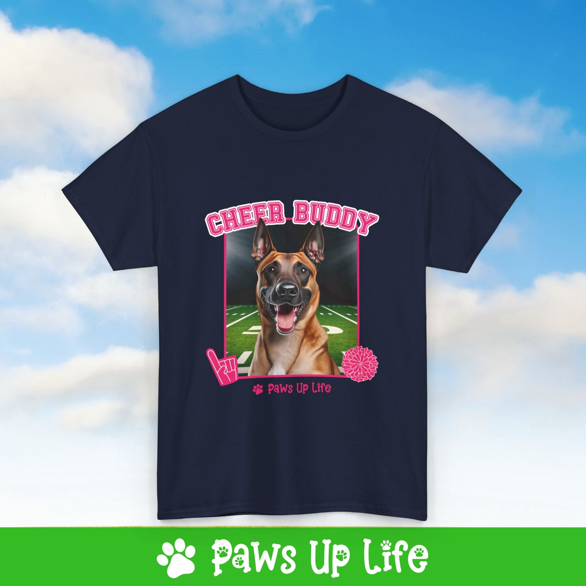 Belgian Malinois Cheer Buddy Cheerleading Dog Tee, Shirt, Unisex Pet Lover Gift, Dog Mom Dad Tshirt, Animal Rescue Advocate, Cute Puppy Graphic Top Classic Collar