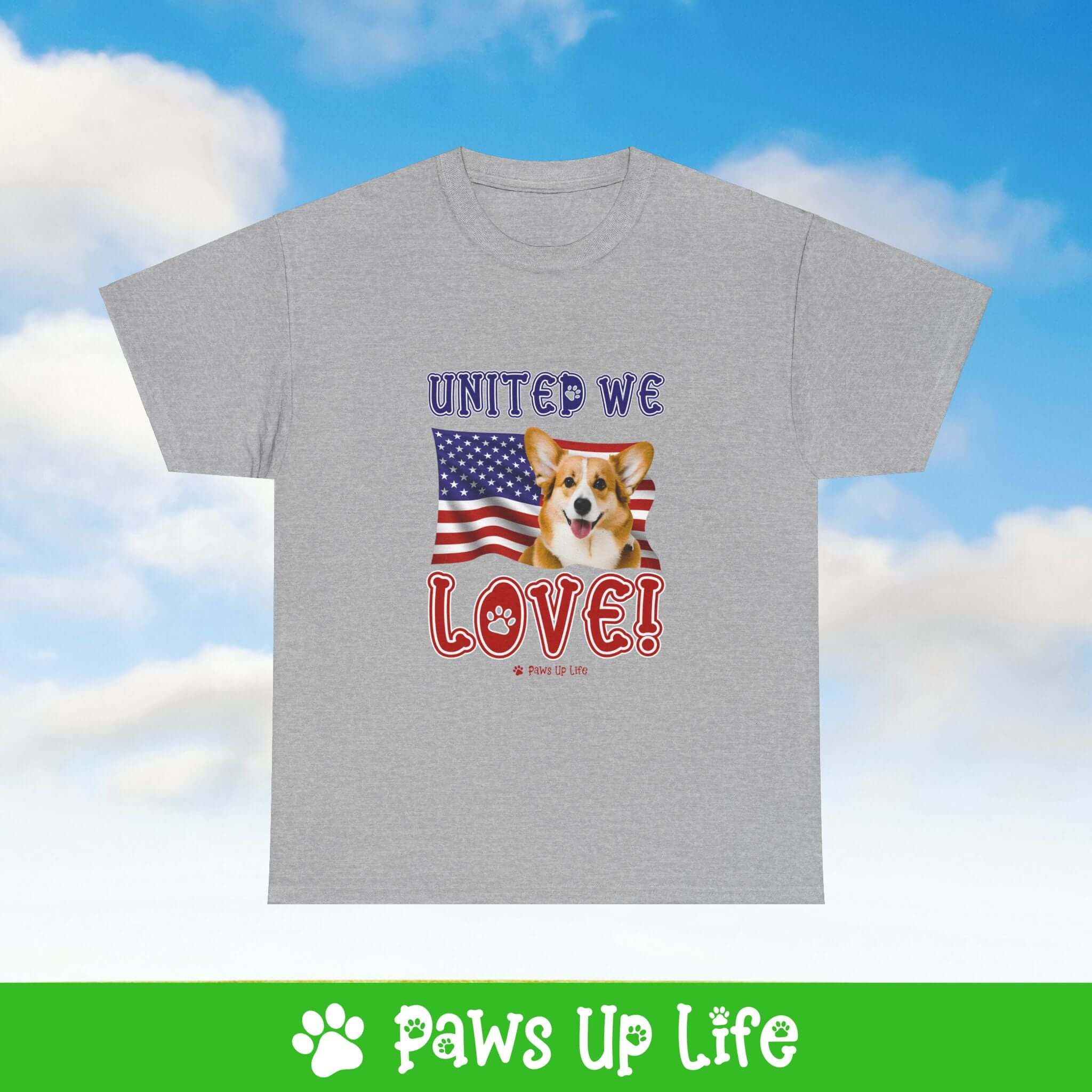 Pembroke Welsh Corgi Dog United We Love Dog Tee, Shirt, Unisex Pet Lover Gift, Dog Mom Dad Tshirt, Animal Rescue Advocate, Cute Puppy Graphic Top Classic Collar | Paws Up Life, LLC