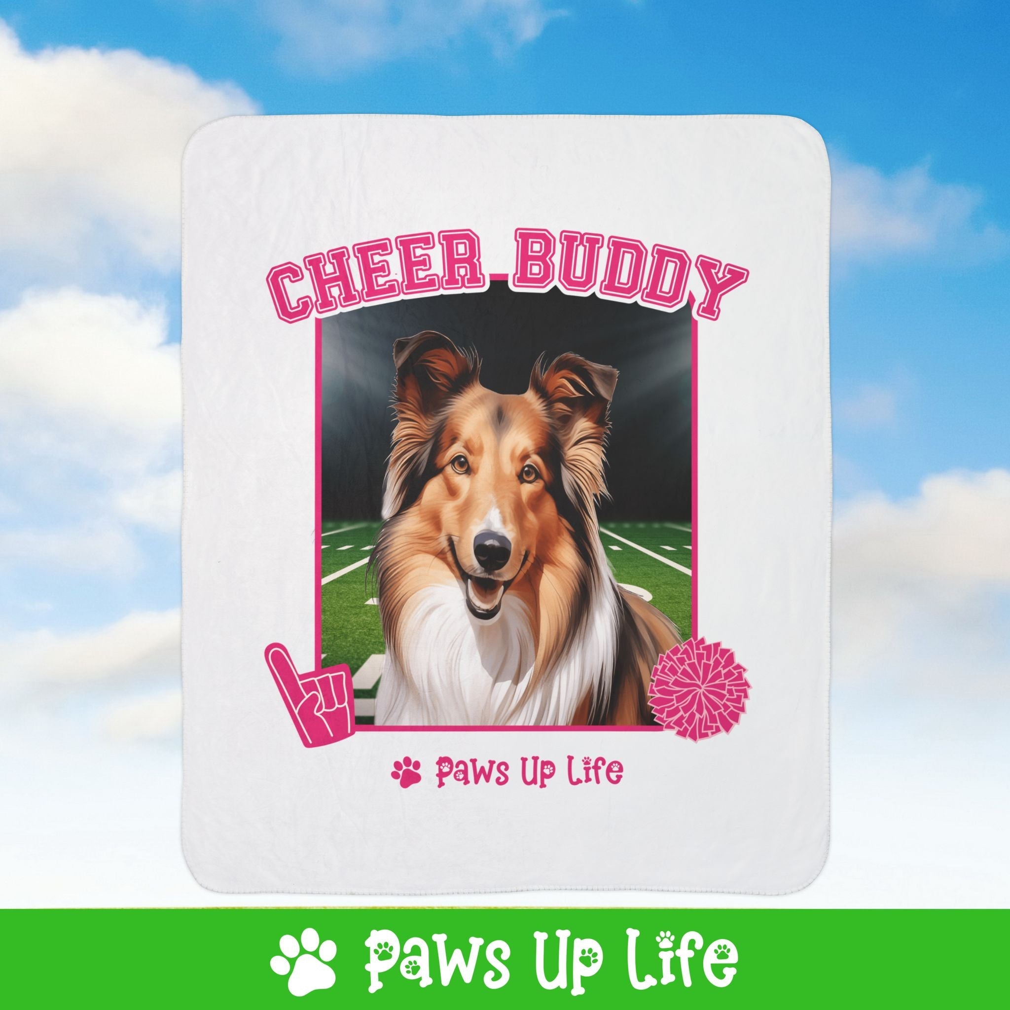 Shetland Sheepdog Football Cheer Buddy Cheerleading Dog Fleece Sherpa Blanket - Perfect for Snuggling and Cozy Napping | Paws Up Life, LLC