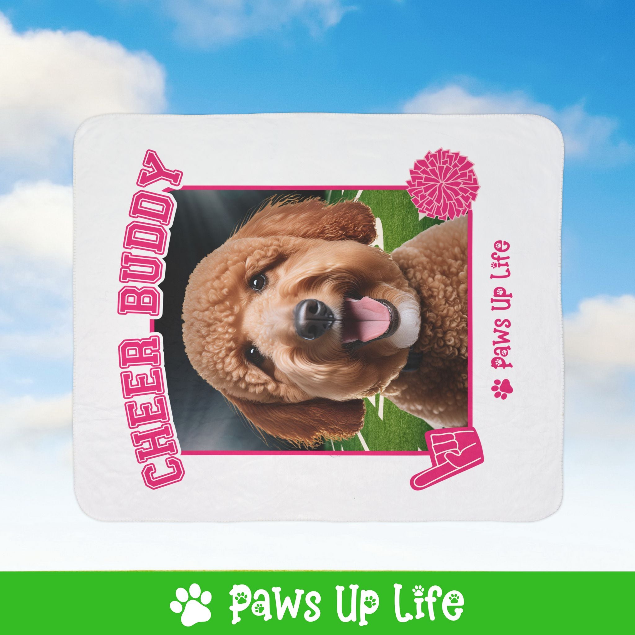 Groodle Football Cheer Buddy Cheerleading Dog Fleece Sherpa Blanket - Perfect for Snuggling and Cozy Napping | Paws Up Life, LLC