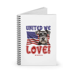 Miniature Schnauzer Dog United We Love Spiral Notebook for Office and Home - Ruled Line | Paws Up Life, LLC