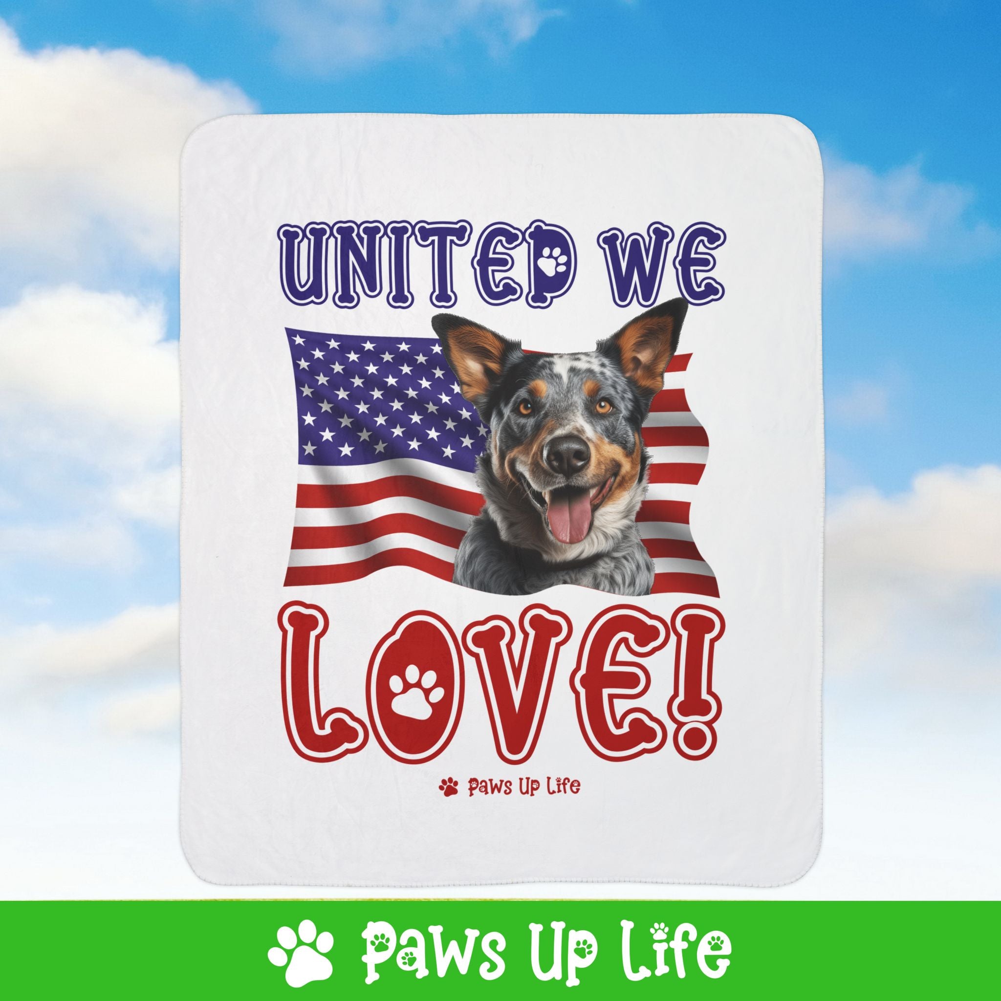 Australian Cattle Dog United We Love Fleece Sherpa Blanket - Perfect for Snuggling and Cozy Napping | Paws Up Life, LLC