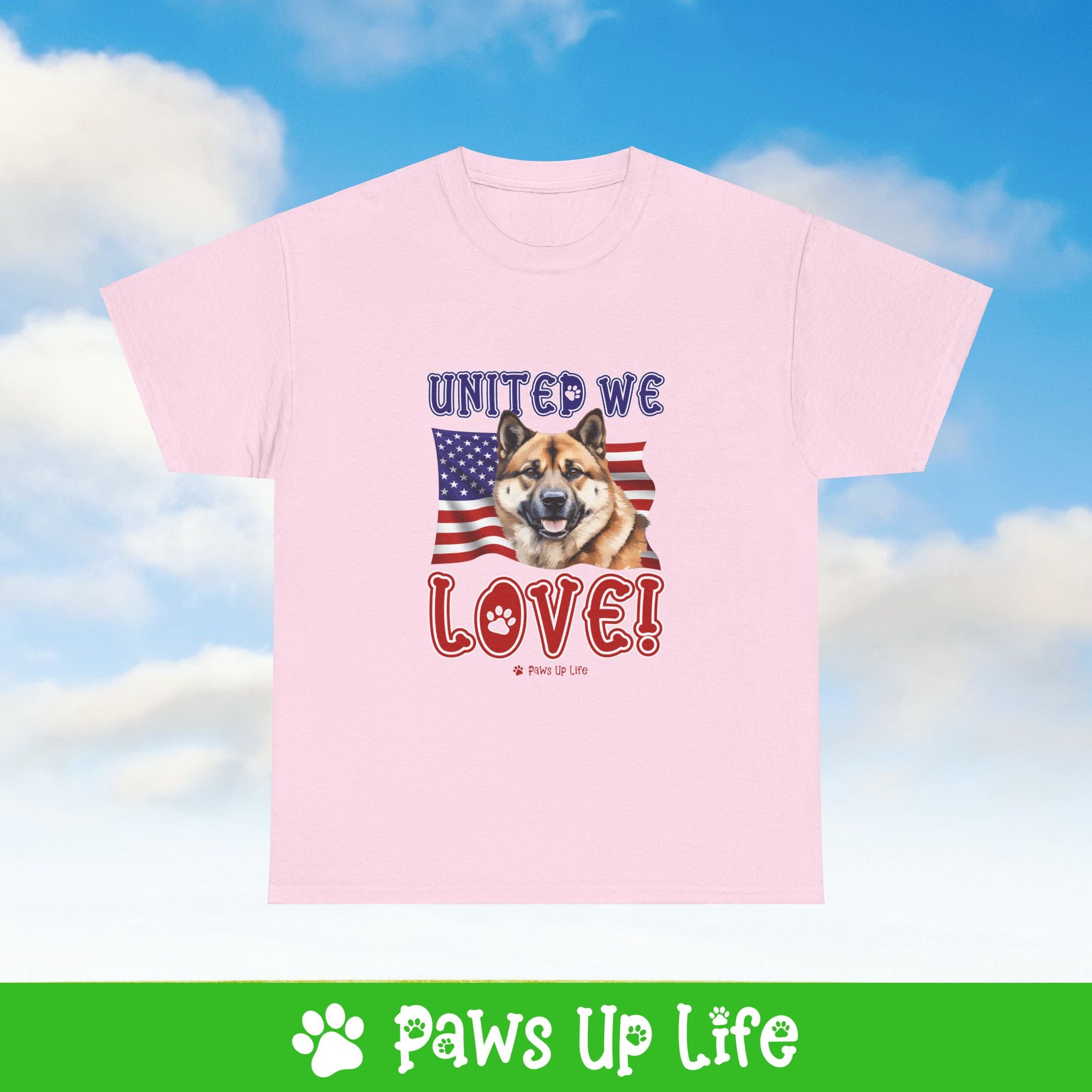 Akita Dog United We Love Dog Tee, Shirt, Unisex Pet Lover Gift, Dog Mom Dad Tshirt, Animal Rescue Advocate, Cute Puppy Graphic Top Classic Collar | Paws Up Life, LLC