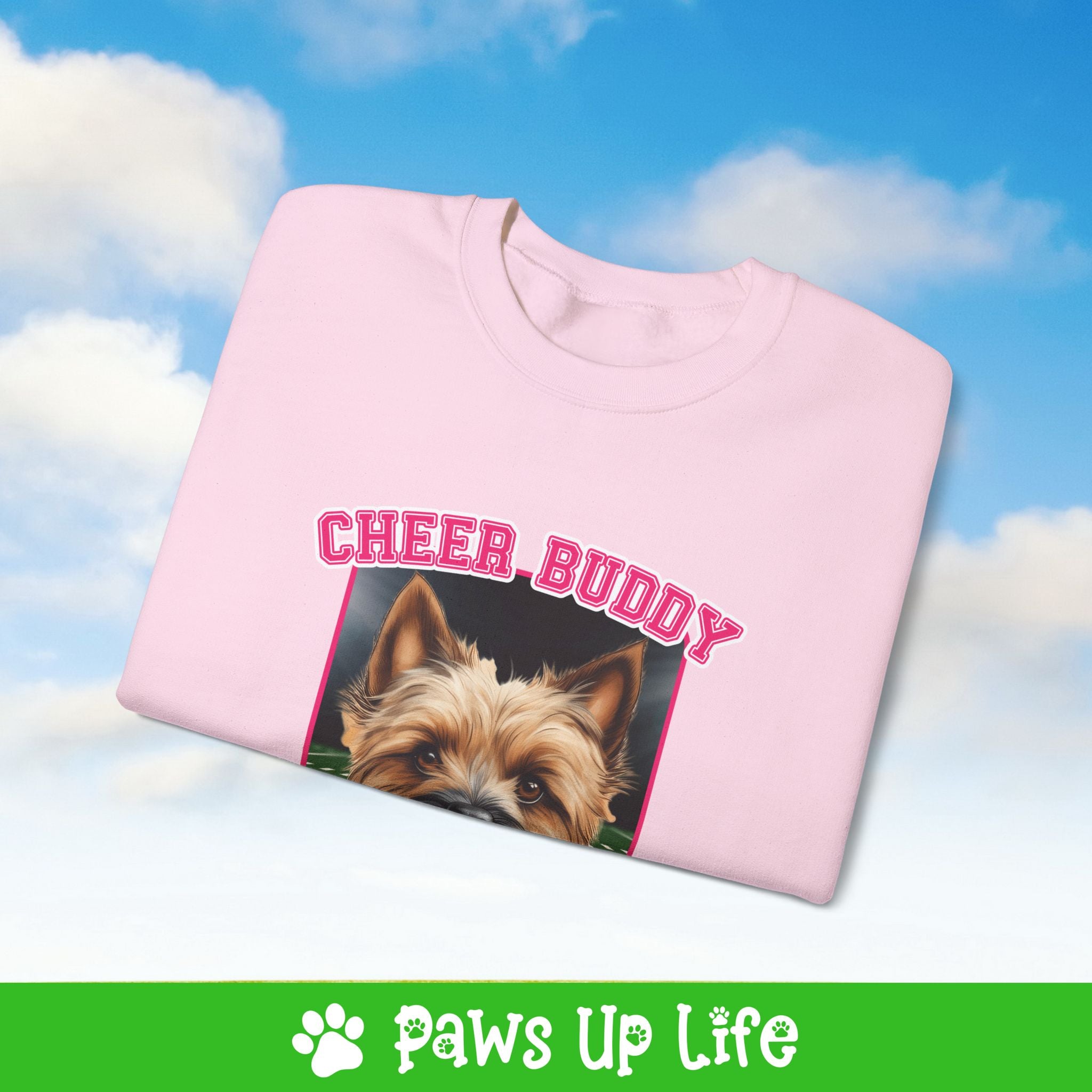 Cairn Terrier Football Cheer Buddy Cheerleading Dog Crewneck Sweatshirt, Unisex Gift for Animal Lovers, Dog Mom Dad Sweatshirt, Cute Dog Lover Apparel, Fun Pet | Paws Up Life, LLC