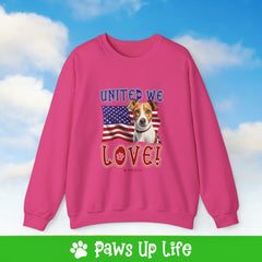 Jack Russell Dog United We Love Dog Crewneck Sweatshirt, Unisex Gift for Animal Lovers, Dog Mom Dad Sweatshirt, Cute Dog Lover Apparel, Fun Pet | Paws Up Life, LLC